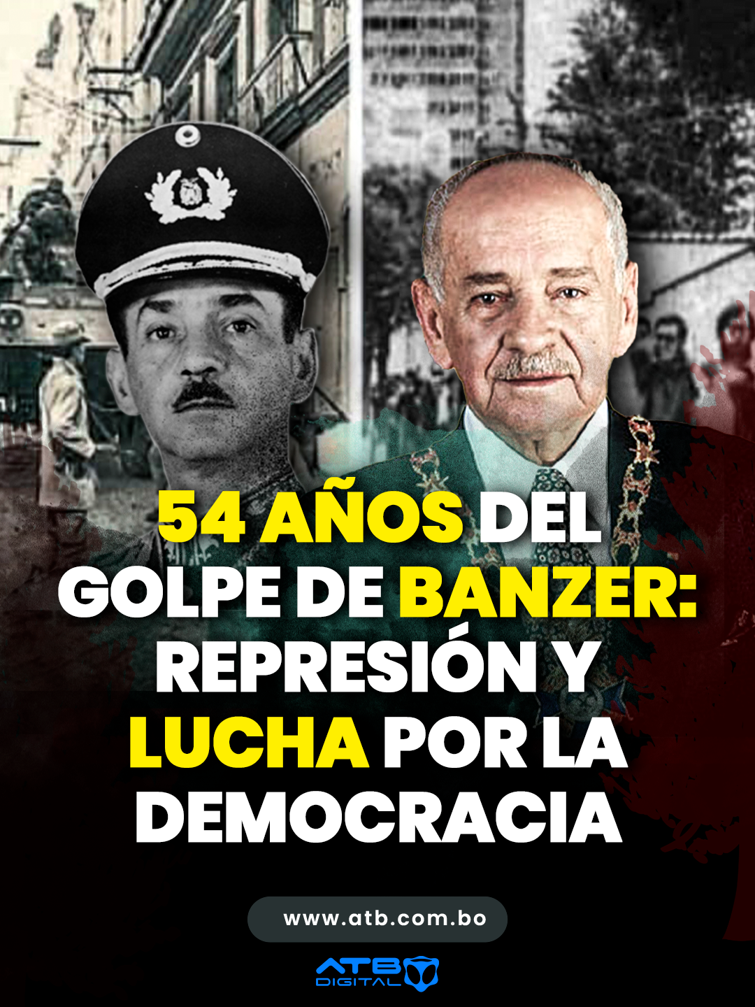 54 años del golpe de Banzer: represión y lucha por la democracia El 21 de agosto de 1971, Hugo Banzer inició una dictadura de 7 años en Bolivia, marcada por exilios, as3sinatos y persecuciones, pero también por la resistencia de quienes defendieron la democracia. #Bolivia #HistoriaBoliviana #HugoBanzer #Dictadura #Democracia #MemoriaHistórica #PlanCóndor #LuchaPorLaLibertad #21
