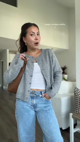 perfect little cropped cardigan 🤍 wearing a size medium! #cardigan #cardiganoutfit #croppedcardigan #fallfashion #fallfashiontrends 