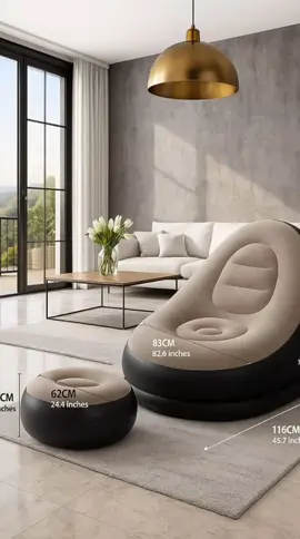 Sofá Poltrona Descanso Portátil Inflável Ultra Lounge Com Puff POP YO