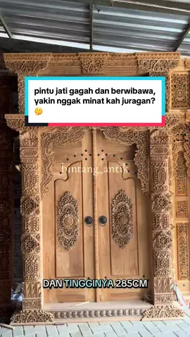 kita ready kan lagi juragan pintu gebyok gapura yang kualitas Premium✅ spesifikasi: lebar : 185cm tinggi : 285cm tebal tiang soko : 20x12 tebal pintu : 3,5cm material kayu jati tua✅ harga : 10xxxx. . ? 🤔  #gebyokukir #gebyokmurah #gebyokjawa #joglo #pintujati 