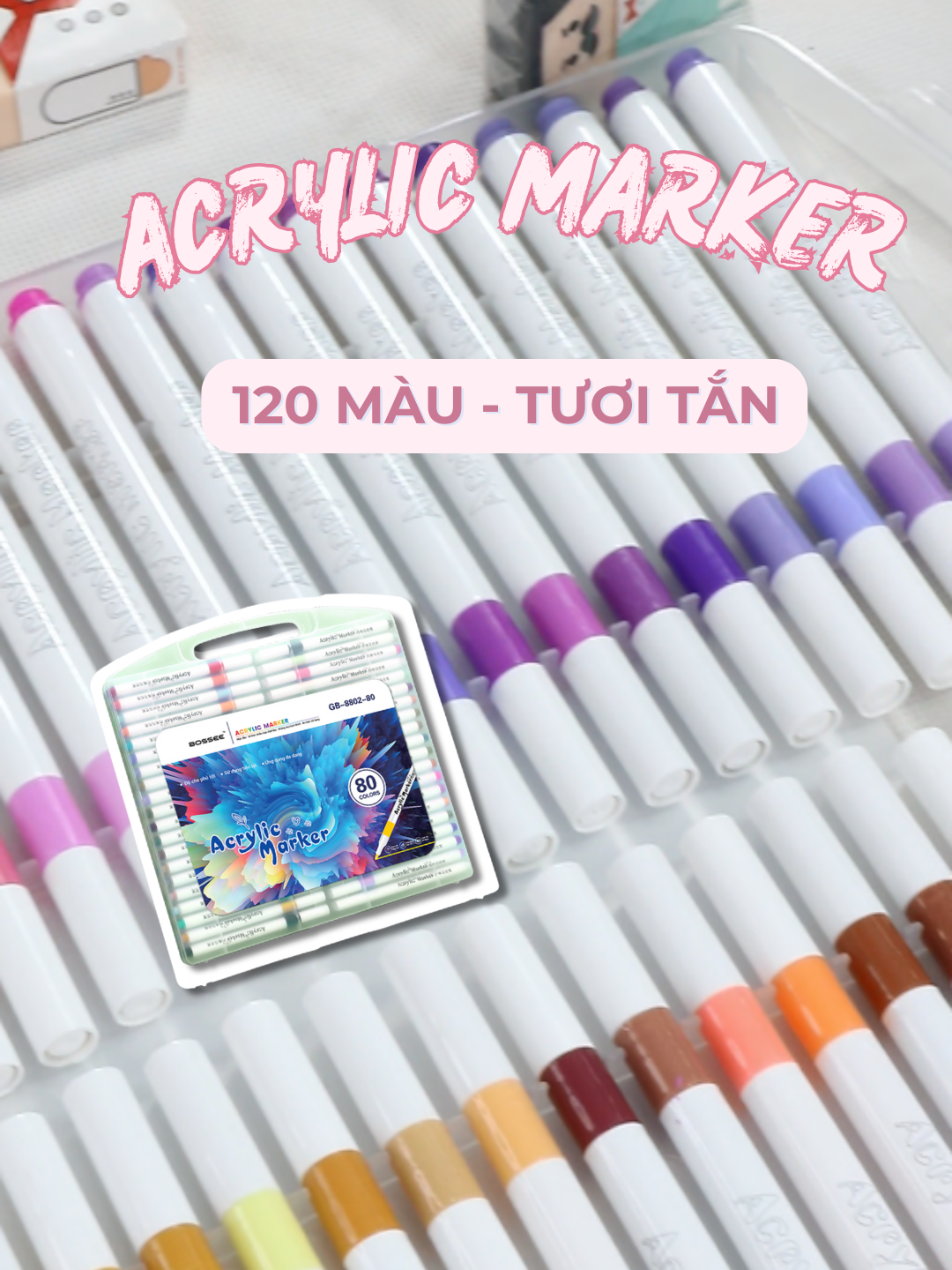 Bộ màu acrylic làm say đắm các bạn học sinh đây rùi #acrylic #mauacrylic #acrylicmarker #bossee #mauve #mauveacrylic #bossee