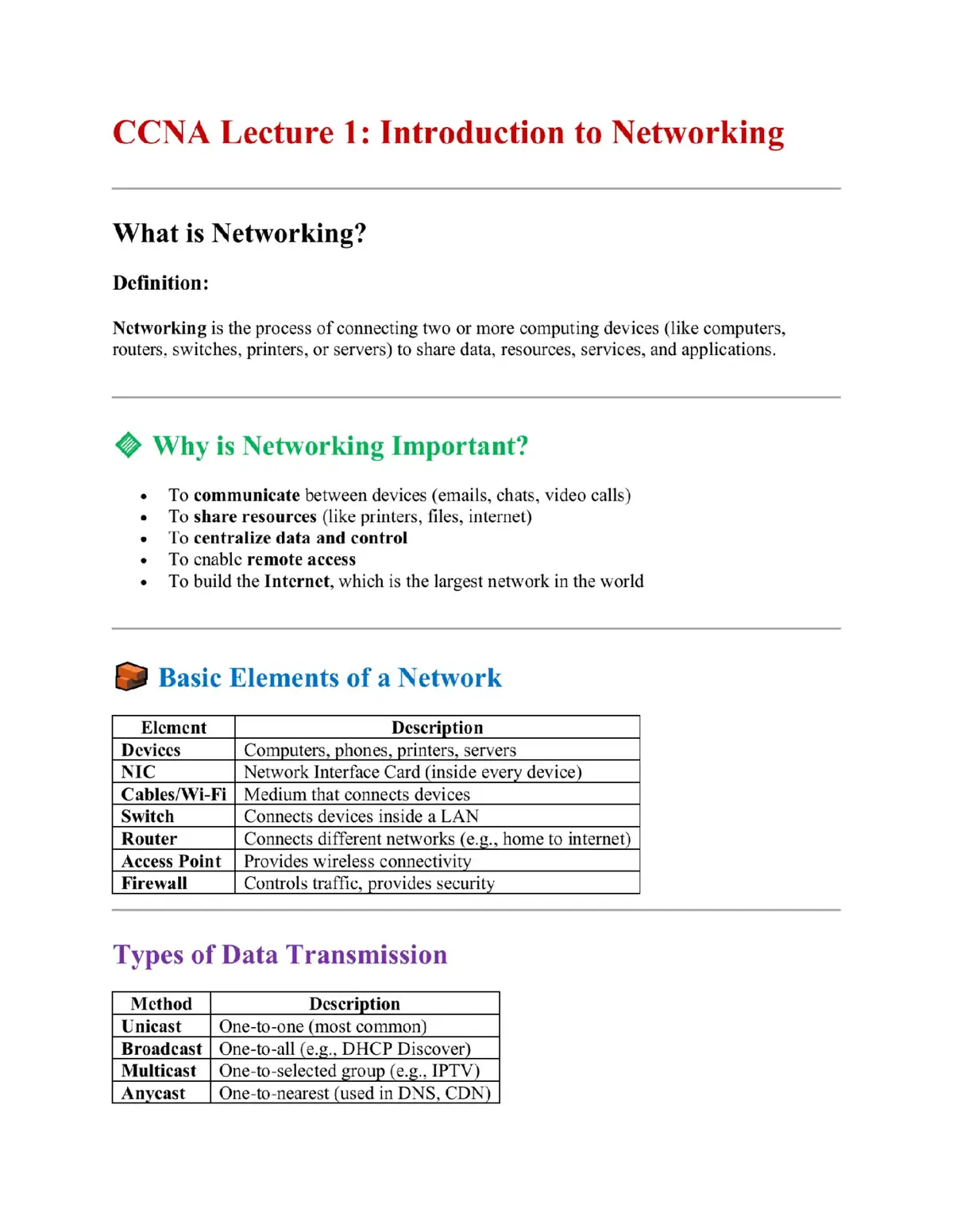 🌐 CCNA Lecture – Introduction to Networking 📡📘 The CCNA (Cisco Certified Network Associate) is one of the most recognized certifications in IT and cybersecurity. In this Introduction to Networking lecture, we cover the fundamentals of how devices communicate, share data, and build modern digital infrastructures. 💡 What You’ll Learn: 1️⃣ What is a Network? – Basics of LANs, WANs, and the Internet 🌍 2️⃣ Networking Devices – Routers, switches, firewalls, and access points 🖧 3️⃣ IP Addressing – IPv4, IPv6, and subnetting 🔢 4️⃣ Protocols – TCP/IP, DNS, DHCP explained simply 🔄 5️⃣ Network Security Basics – Protecting devices & data 🛡️ 🌟 Why It Matters: Networking is the foundation of IT and cybersecurity. Understanding these basics is the first step toward becoming a network engineer, penetration tester, or SOC analyst. ⚠️ Disclaimer: This content is for educational purposes only. CCNA study materials should be used responsibly and ethically, always following Cisco’s certification guidelines. #CCNA #Networking #CyberSecurityTraining #InfoSec #Cisco       