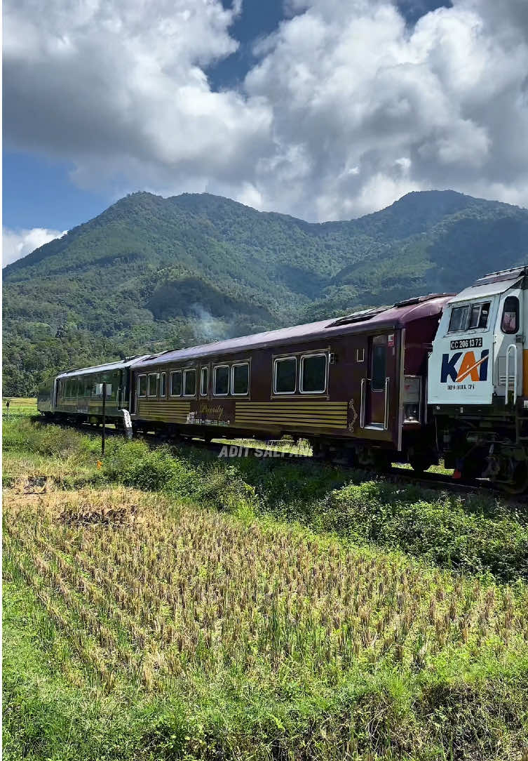 Kereta Wisata Priorty & Panoramic di KA Pandayan relasi Gambir - Garut melintas di Tiber Kadungora... #keretaapi #papandayan #panoramic #priorty #railway #railfans #daop2 #moment 
