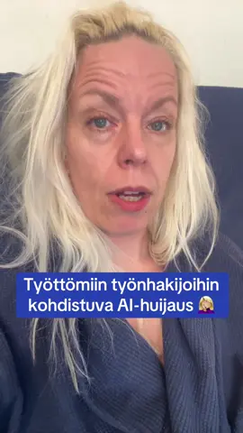 Jos saat kutsun esihaastatteluun joka tehdään J P HR & AI DATA nimisen firman kanssa ja sinun pitäisi haastattelussa puhua 20 min tai jopa 2,5 TUNTIA aiheista jotka eivät oikeastaan liity työpaikkaan, osallistut oikeasti datankeruuprojektiin, josta maksetaan rahaa sinut värvänneelle henkilölle jopa 100 € 2,5 h äänitteestä. 🤦🏼‍♀️ Eli et ole hakemassa oikeaan työpaikkaan. Projektissa koulutetaan tekoälypalvelua puhumaan suomea. Jaa ja varoita kavereitakin. #tekoäly #huijaus #työtön #työnhaku #työnhakuvinkit 