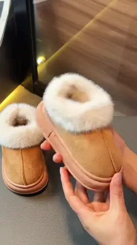 Children's Shoes Autumn Winter Indoor Outdoor Home Furry Slippers with Heel Cover New 2025