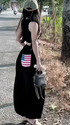 Set[áo + quần] áo ba lỗ Hình Lá cờ kèm quần xuông dài Vải Day dặn ống to#setdonu #setdoxinh #setdodep #thoitrang #xuhuong 