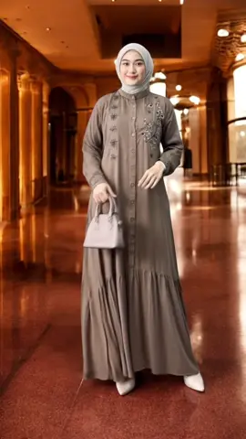 Moza Maxi Dress Muslim Wanita Bordir Gamis Rayon Premium Busui Full kancing