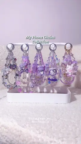 Almost purple phone chains in my collection 🙈💜 Boleh join live beli kat sini @PC blingbling shop  #phonechain #phonecharm #phonechaincute 