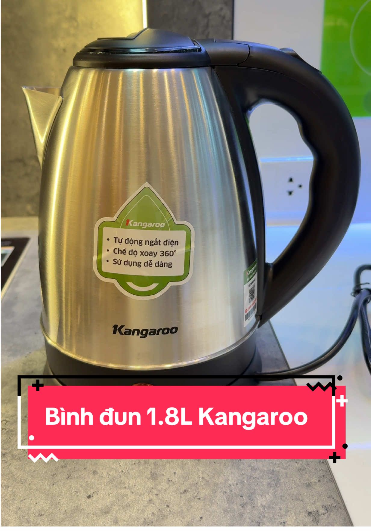 Bình Đun Kangaroo 1.8L – Đun Nước Nhanh, Tự Ngắt An Toàn #kangaroo #BinhDunKangaroo #AmNuocSieutoc #GiaDungGiaRe #TikTokShop 