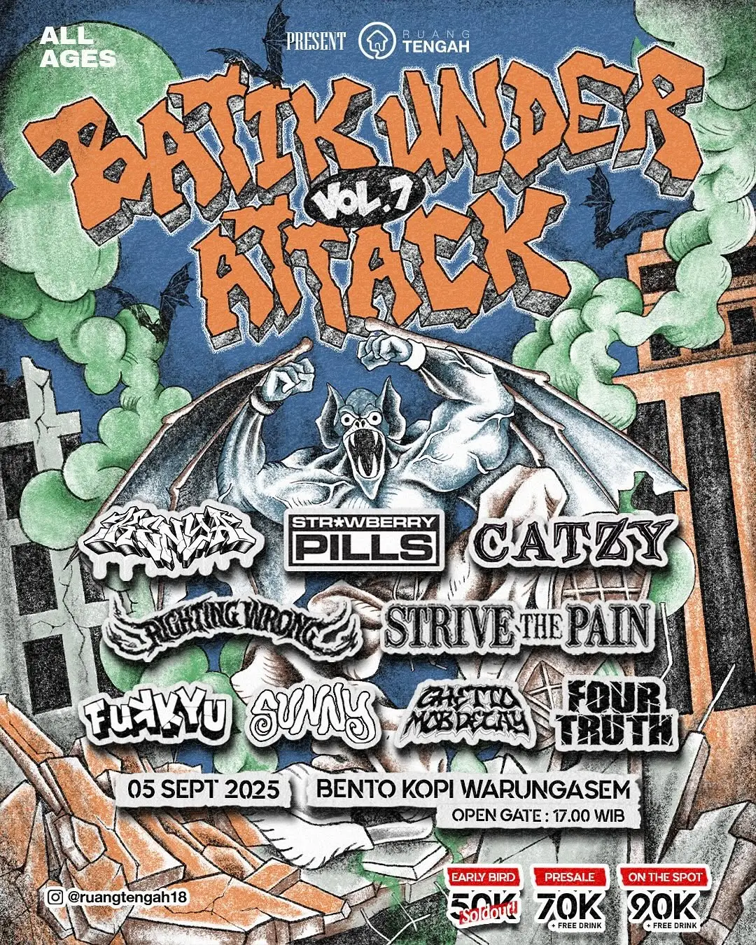 FULL LINE UP, BATIK UNDER ATTACK VOL 7, SEE YOU! #MOSHKILLER #GHETTOMOBDECAY #BEATDOWN #0285HQ #BATIKCITYHARDCORE 