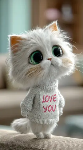 Baby kitten is so happy to see you, and has a flower for you!  🐾  Heart and follow, for more animated cuties daily! Frequent smiles & fluffy vibes! ✨ #cute #kitten #cat #persiancat  #cutelovemedia