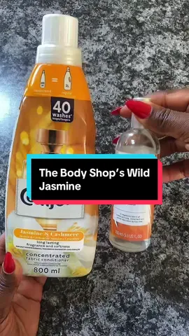 Don’t say I never did nothing for y’all 😂😂😂 The Body Shop’s Wild Jasmine is my fave jasmine / bedtime scent.  One day I had just changed into my PJs and I could smell it on me, the confusing part was I hadn’t even sprayed it.  Then I realised the PJs had just been washed and we must’ve gone heavy on the fabric softener because it was strong. That’s when I clocked it, these two smell the same. So if you love Comfort Jasmine & Cashmere fabric conditioner but wish it came in perfume form, The Body Shop’s Wild Jasmine is it.  Performance is solid too considering it’s only a body mist/EDT. Thank me later 😉 #comfortfabricconditioner #thebodyshopsouthafrica #thebodyshopwildjasmine #tiktoksouthafrica🇿🇦🇿🇦🇿🇦 