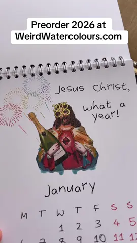 Preorder for 2026 at WeirdWatercolours.com #expat #fypppppppppppppppppppp #irishamerican #viralproducts #jesuschristcalendar 