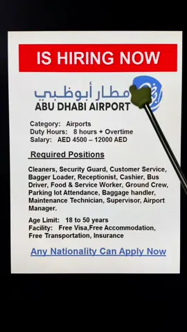 Urgently hiring in Abu Dhabi#job #foryou #airport #hiring #UAE 