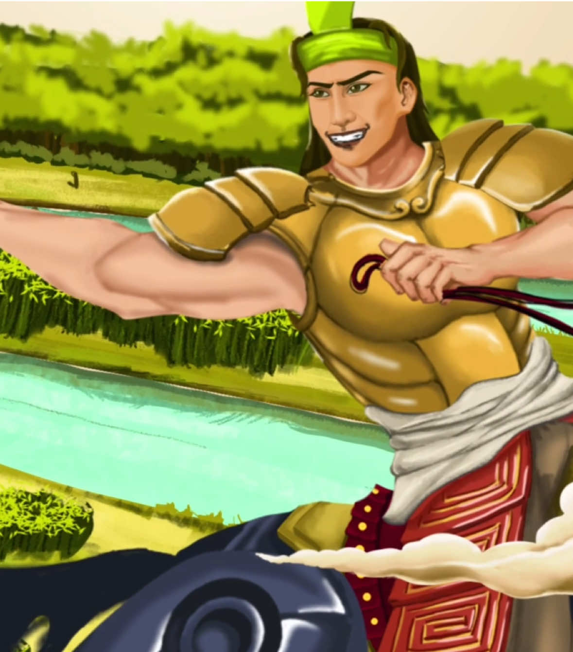 Nghe tin giặc tới biên cương, nhà nhà thổi cơm gạo nuôi Gióng lớn. 