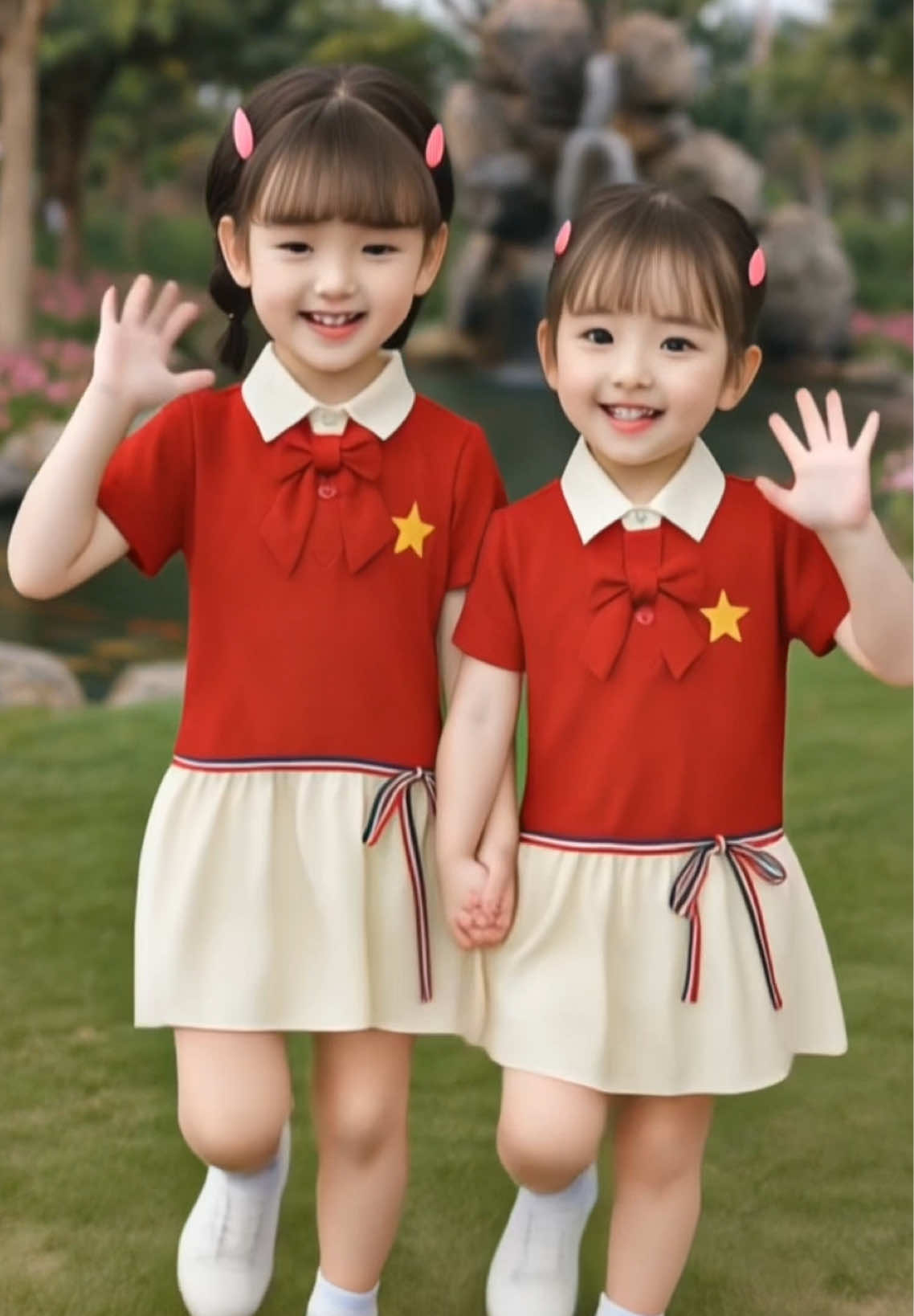 Sét váy đỏ sao vàng cho bé gái cực xinh #thoitrangtreem #quanaotreemthoitrang #boquanaotrentyeunuocchobe #vaythundosaovangyeunuocbegai #xuhuongtiktok 
