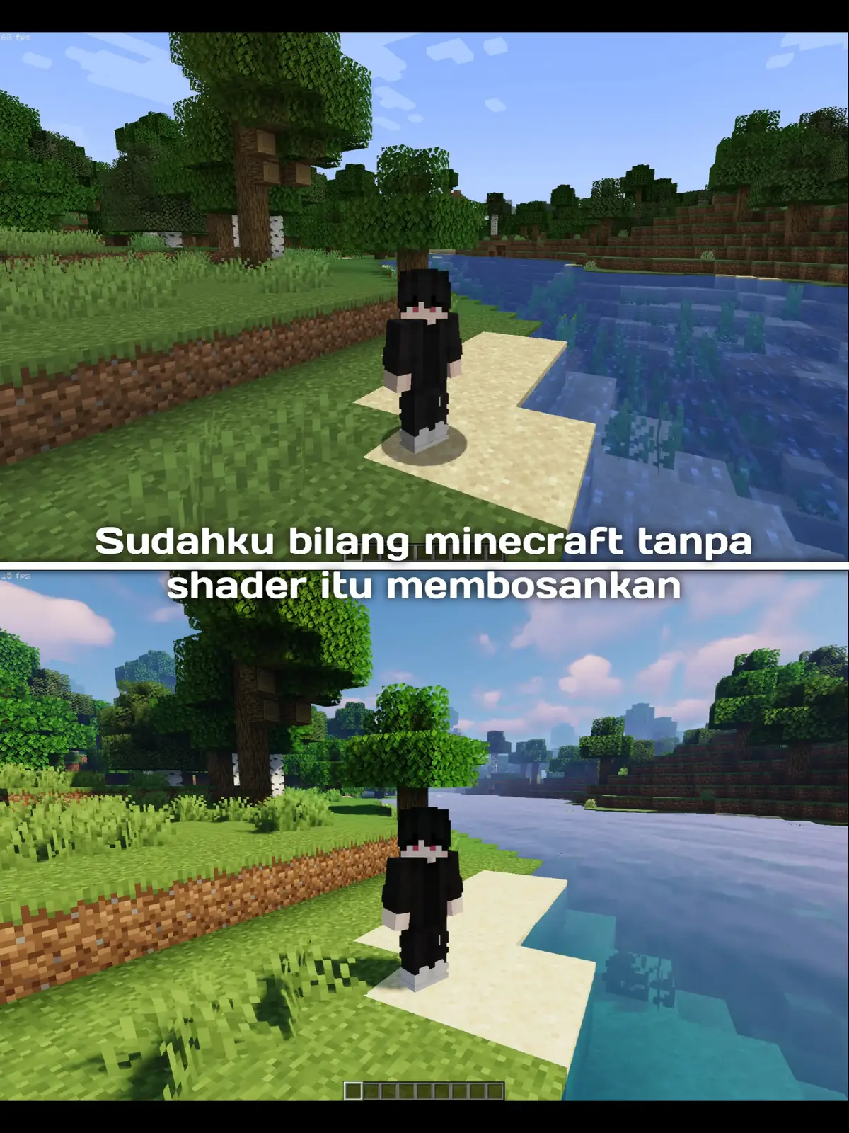 Jangan salfok sama fpsnya, wajar laptop kentang :v #Minecraft #shaders #fyp 
