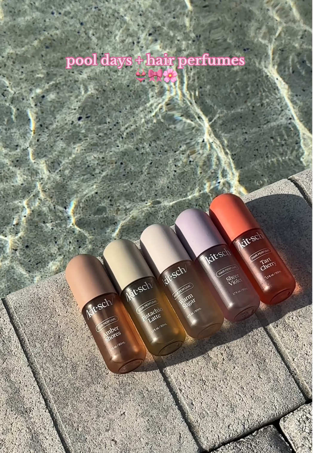 Pool days with our favorite hair perfumes ✨ spot any of your faves? #poolday #hairperfume #kitschhairperfume #foryoupage #hairtok @Madison O’Brien 