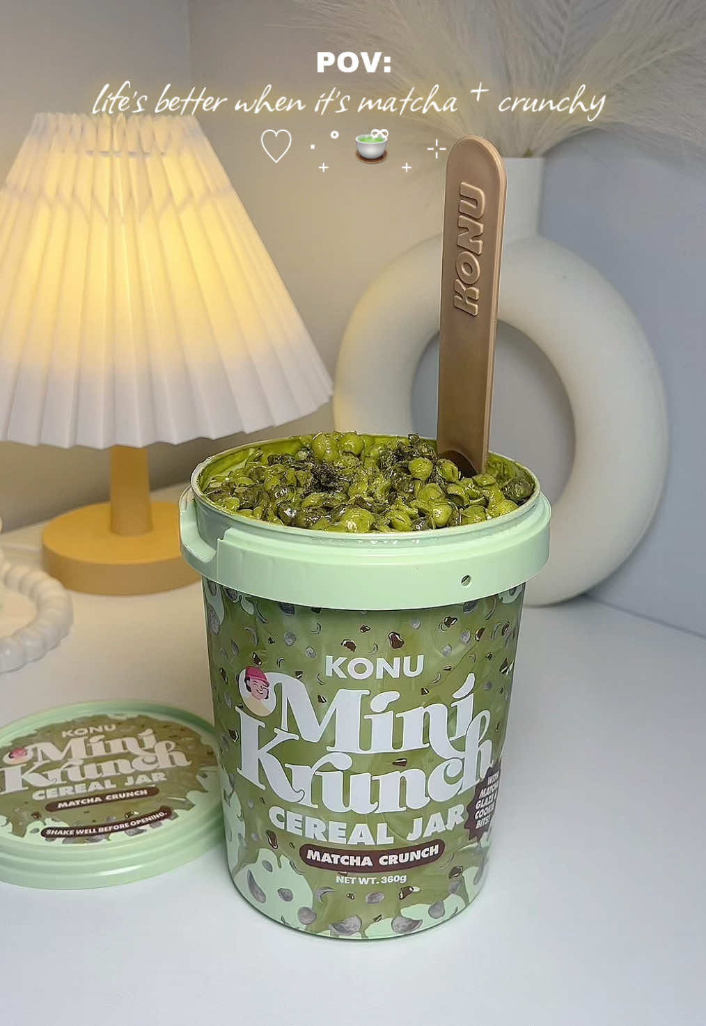 my favorite snack! ✨😋 Matcha flavor 🍵💚 Mini Konu Krunch Extra Big (360g) ++ secret glaze and spoon! 🥰 #matchalover #konuminikrunchcerealsnack #minikrunch #konumatcha #konuminikrunch 