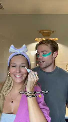 jk! we love time together, especially doing our eye care routine ✨ #marriedlife #marriedhumor #eyecream #coupleskincare 