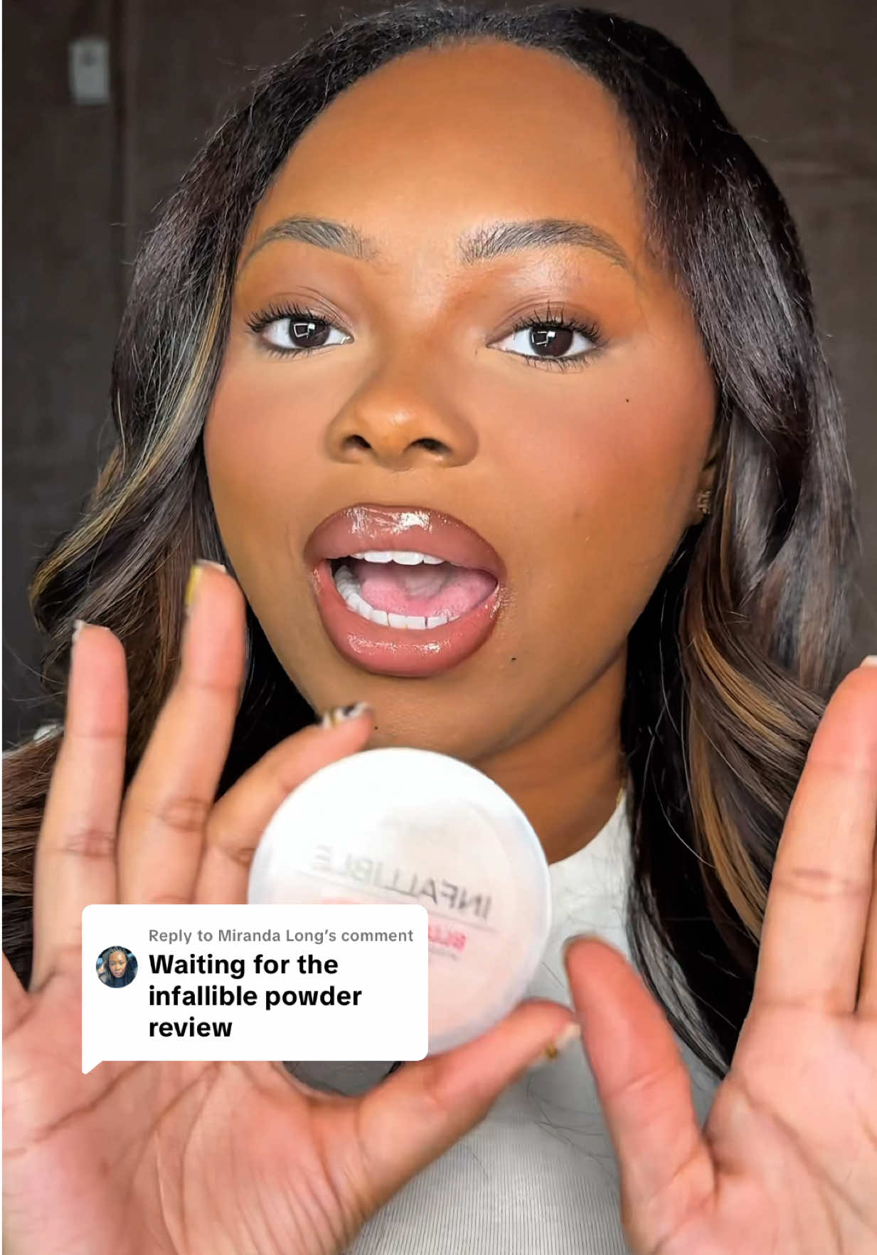 Replying to @Miranda Long @loréal paris usa if you come out with peach, call me! 🤙🏾 🍑 #loreal #blurfectionpowder #settingpowder #tiktokmademebuyit  