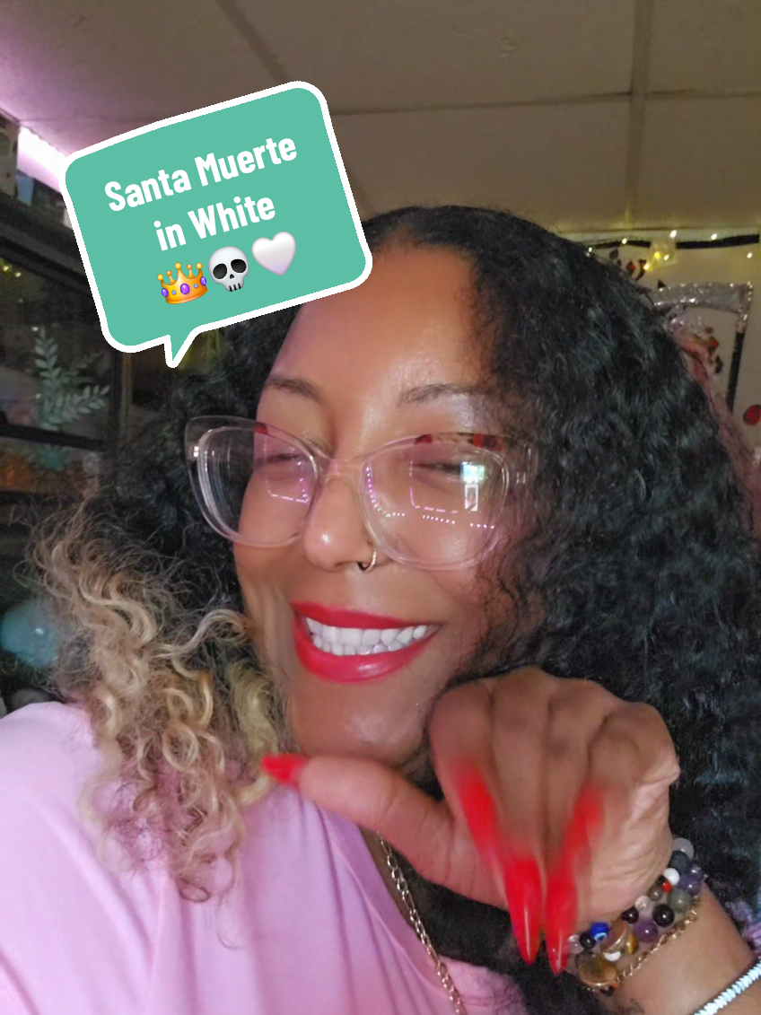 one thing La Santisima has taught me is how valuable my peace is and to let her just handle it👑💀🤍🫂🧿🕯🫶✨️#santisimamuerte #lasantamuerte #santamuertedevotee #santamuerte #lasantisimamuerte 