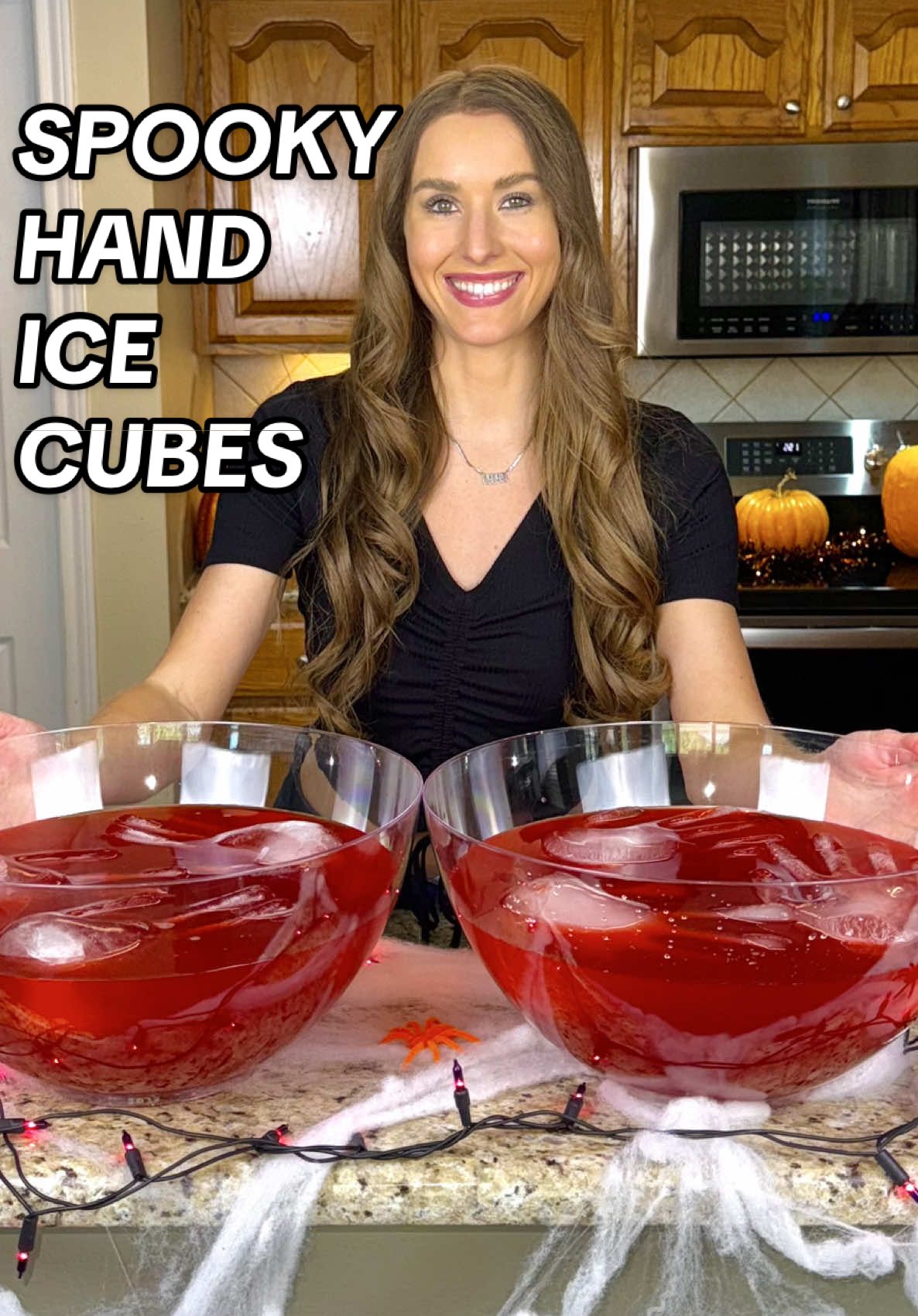 SPOOKY HAND ICE CUBES✋🏼🧊 These are such an easy addition to add to a punch bowl for Halloween! IN BIO: 🔗Supplies linked on my LTK   👩🏼‍🍳‘Cozy Comfort Meals’ recipe ebook 🗞️’Savor n’ Season’ weekly newsletter SUPPLIES: -Food safe gloves -Rubber bands -Scissors -Water -Punch bowl -Punch or preferred drink  DIRECTIONS: 1. Fill your food safe gloves up with water and tie them off with a rubber band. 2. Lay them flat in the freezer overnight. 3. Fill up a punch bowl with your preferred drink. 4. Remove gloves from freezer. Take off rubber bands and use scissors to carefully cut and remove gloves from ice. 5. Drop the ice hands in punch bowl and serve. #handicecubes #spookydrinks #halloweendrinks #halloweenideas #halloweenparty 