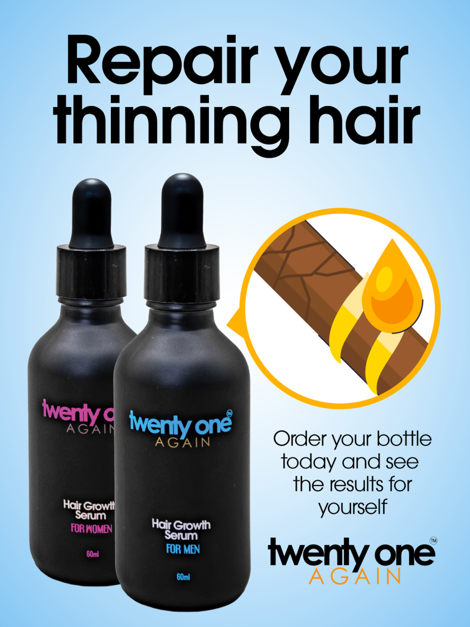 “Bring Back the Hair You Miss!” Struggling with thinning hair or receding patches? You’re not alone — but you can fight back. Our scientifically formulated Hair Growth Serum is made to reactivate dormant follicles, block DHT, and nourish your scalp for thicker, stronger growth. Results? Many users see a visible difference in just 3 months. Summer promo: Up to 20% OFF your first order. This season, bring back your hair — and your confidence. ACTION: Order now. Grow with us. Discover your solution here: https://twentyoneagain.com/category/hair-regrowth-products/ #hairgrowth #haircareroutine #hair #healthyhair #naturalhair #hairgoals