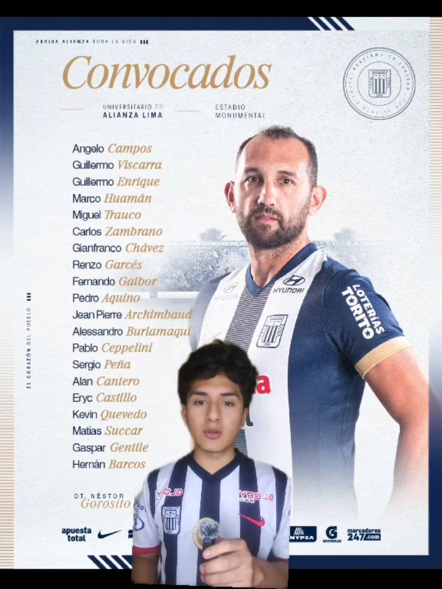 Convocados para el partido contra Universitario  #peru #futbol⚽️ #gronedecorazon #alianzalima💙 