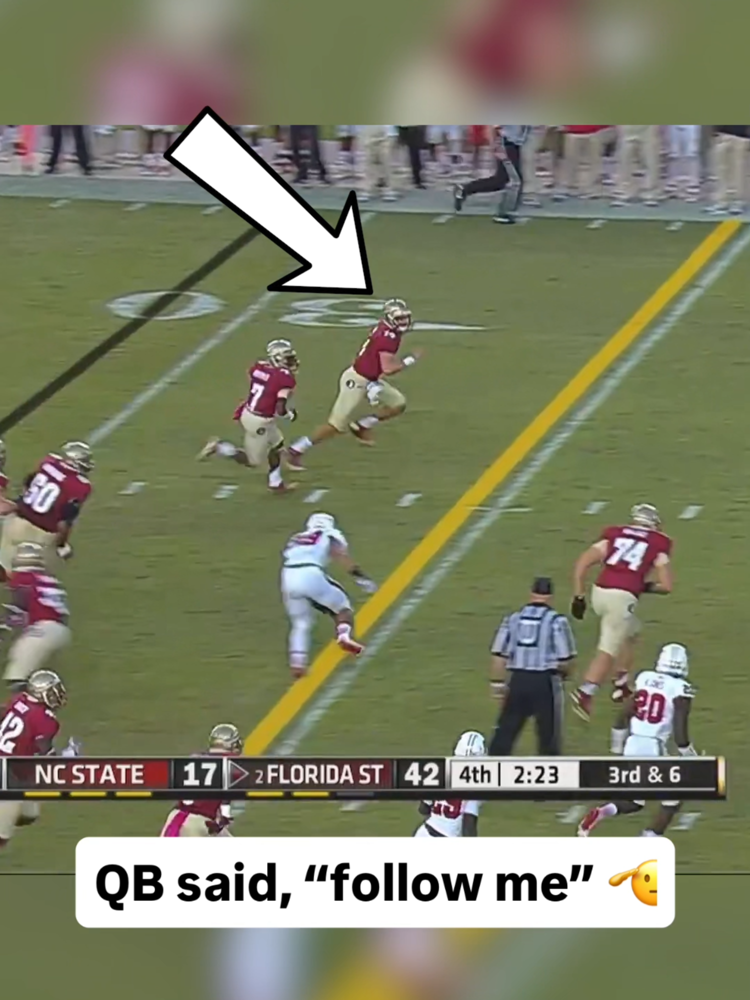 The QB led the way for the TD #floridastate #floridastatefootball #floridastateseminoles #fsu #fsufootball #CollegeFootball #ncaafootball #accfootball #football #fyp #viral