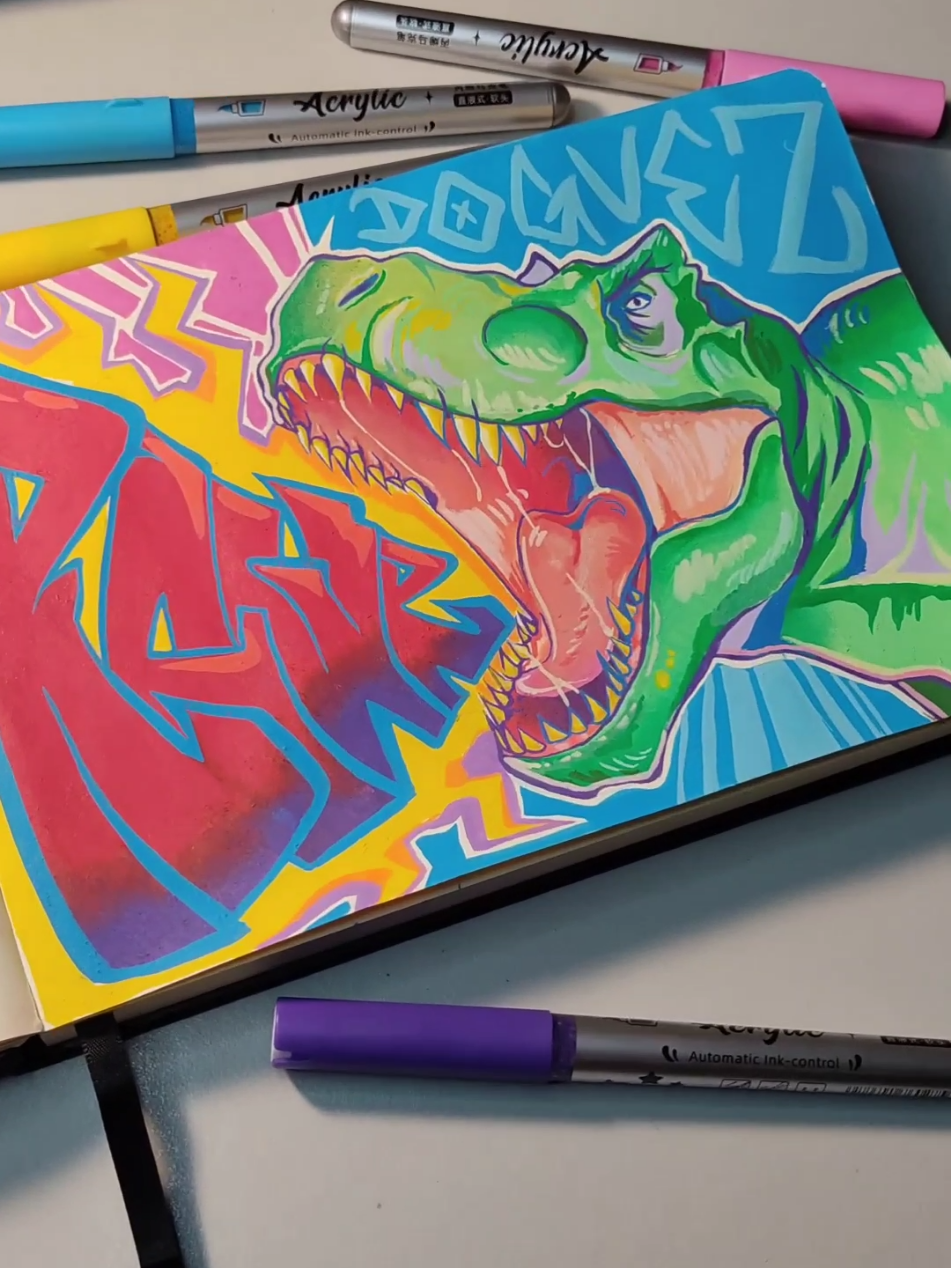 thank you @Woomer for these amazing acrylic markers ‼️🦖 #art #drawing #dibujo #doguez #fyp 