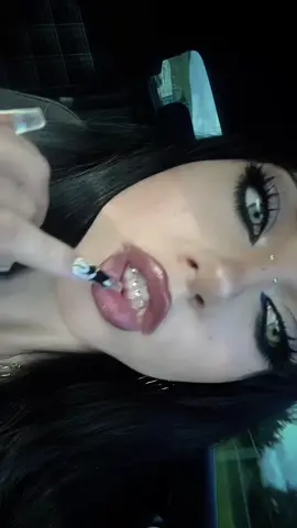 got em tooth gems again hehe #czech #alttiktok #wlw #bi #altgirl #makeup #grunge #emo #gothgirl #style #outfit #tutorial #nirvana #tattoo #eyeliner #nails #toothgems #piercing #goth 