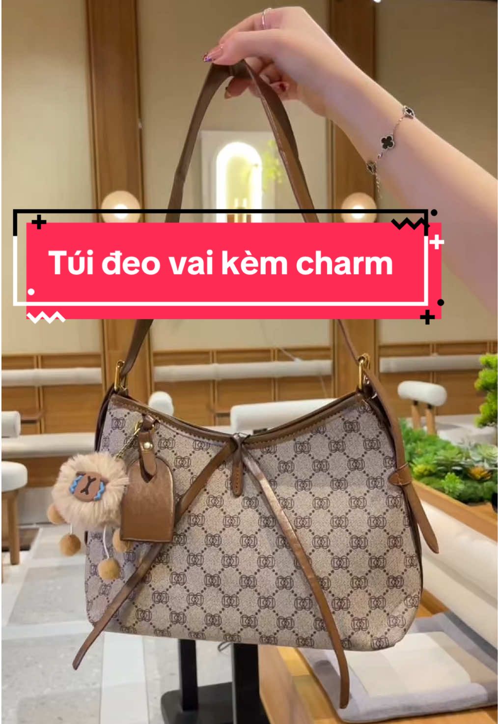 Túi xách nữ, túi đeo vai kèm charm và ví size20 ngăn rộng kéo khoá from dày dặn hottrend 😍 #mieustore #reviewtuixach #tuithoitrang #xuhuong #tuideovai 