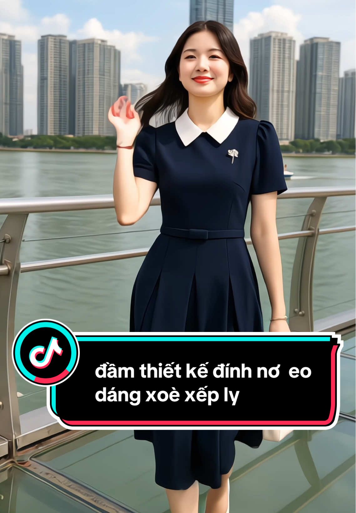 đầm thiết kế đính nơ ở eo xếp ly dáng xoè , cổ v tay ngắn, mặc đi làm đi tiệc dạo phố nổi lắm ạ#thoitrangnu #damnuxinh #tuanhshop190 #dam #damnu 