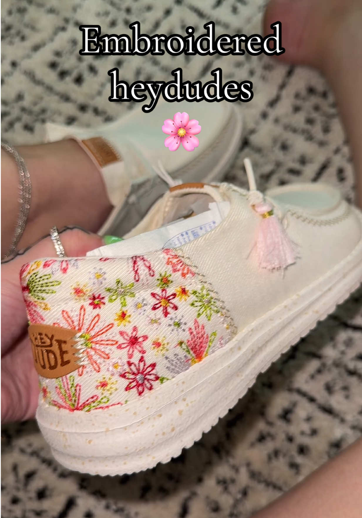 Embroidered Heydude shoes !!🌸🌸🌸