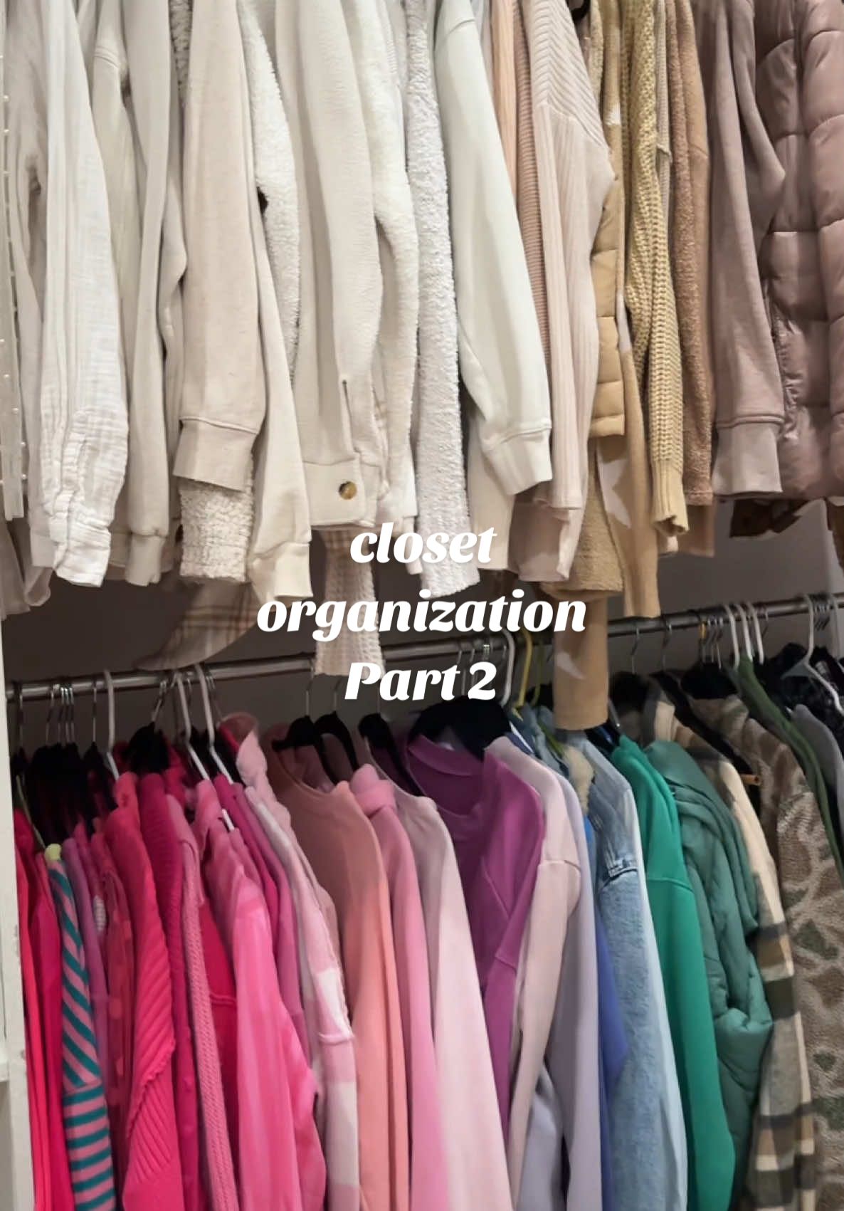 Color coding everything is so satisfying!! I need to get smaller hangers for pants so I’ll organize those better later!! 🤪 #organizewithme #closetcleanout #closetorganization #cleanwithme #tidyupwithme #relatablemom