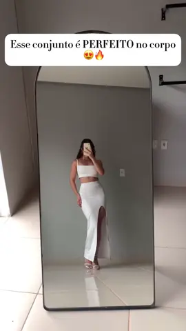 Conjunto Longo Cropped Alcinha Saia Com Fenda Lateral Suplex Premium (OLIVIA) #ConjuntoOlivia #LookPerfeito #EstiloFeminino #shopee #viral 