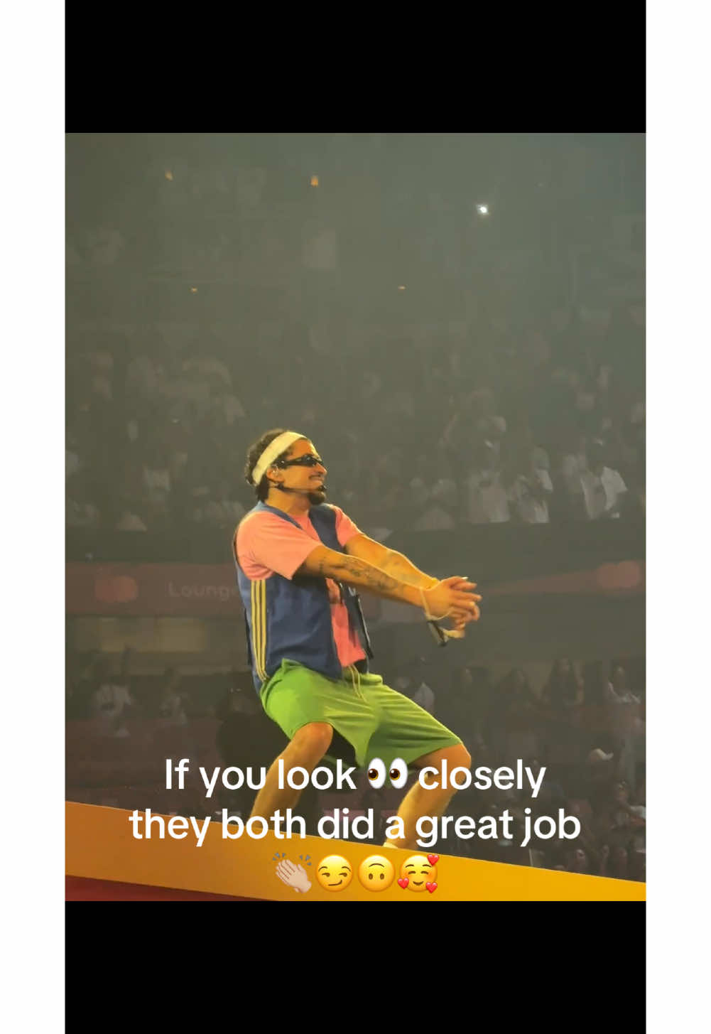 The view of @Bad Bunny from the Arena (floor) Section  🤭😮‍💨😏🥰 #badbunny #benito #badbunnyresidency #elcholi #puertorico #dancing #reggaeton 