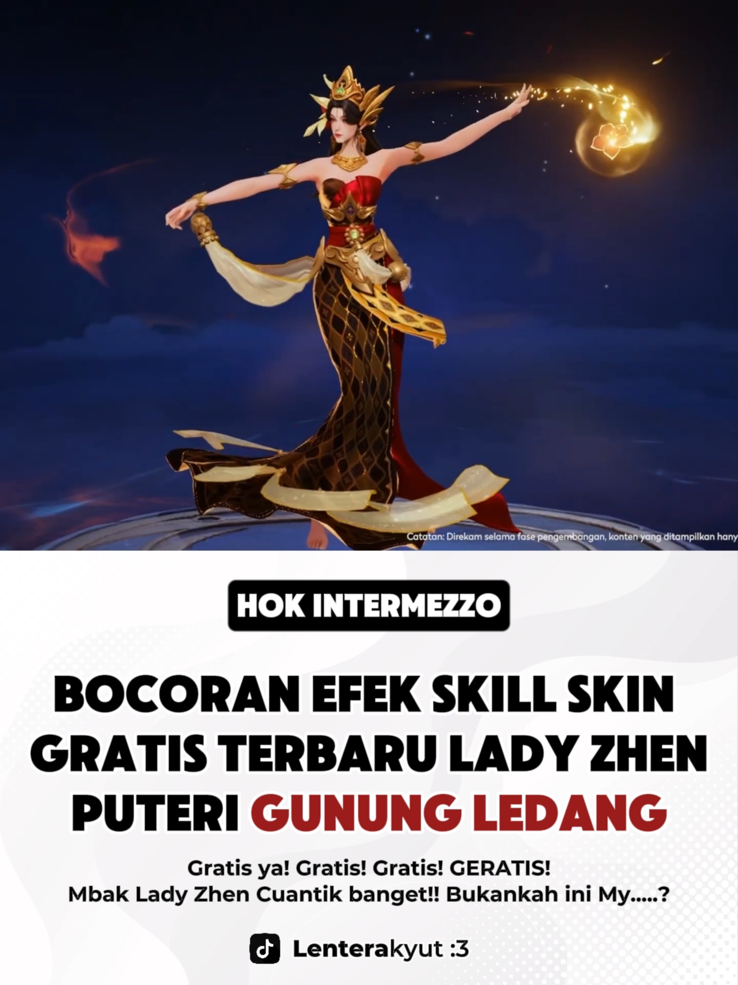 Keluar juga bocoran singkat gameplay dan efek skill dari skin Lady Zhen Puteri Gunung Ledang. Skin ini bisa didapatkan secara gratis dan hadir eventnya di Honor of Kings Global besok pada 28 Agustus 2025, sekali lagi GRATIS. Dari segi efek skill termasuk tebel sih ini dan Lady Zhen jadi cuantik banget gila! Fyi, Skin ini mengangkat budaya khas Malaysia khususnya cerita rakyat yaitu Puteri Gunung Ledang, seorang putri cantik yang tinggal di Gunung Ledang, yang menolak pinangan Sultan dari Melaka setelah menetapkan tujuh syarat yang mustahil dipenuhi. Gimana menurut kalian? Suka dengan skin gratis Lady Zhen ini? #honorofkings #hokstudio #honorofkingsindonesia #hokglobal #mobaforeveryone #honorofkingsmalaysia #hokintermezzo #honorofkingsglobal #hok #PuteriGunungLedang #LadyZhen #NewSkin