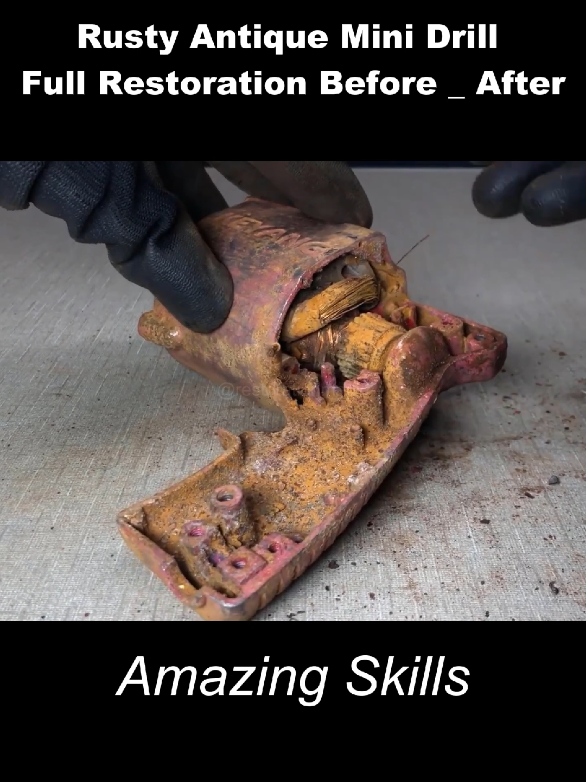 Rusty antique Mini drill full restoration. Before After results...? #minidrill #drillrestoration #antique #drill #restoration 