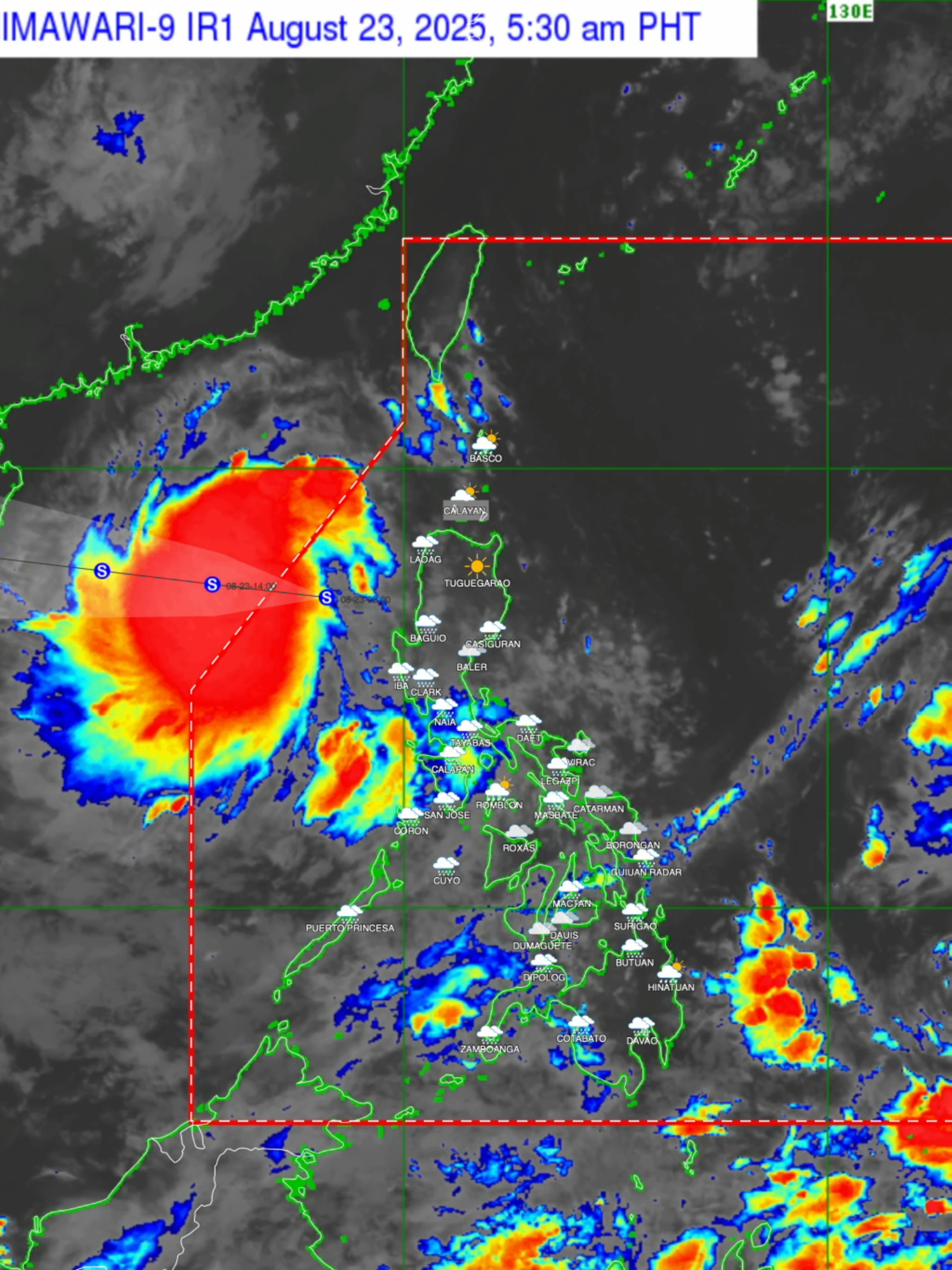 Bagyong #IsangPH, nakalabas na ng Philippine Area of Responsibility (PAR) kaninang 6:30 AM, ayon sa PAGASA. Patuloy naman na mino-monitor ang isang low pressure area sa labas ng PAR, dagdag ng ahensya. Courtesy: PAGASA’s PANaHON Interactive Weather Map #gmanews