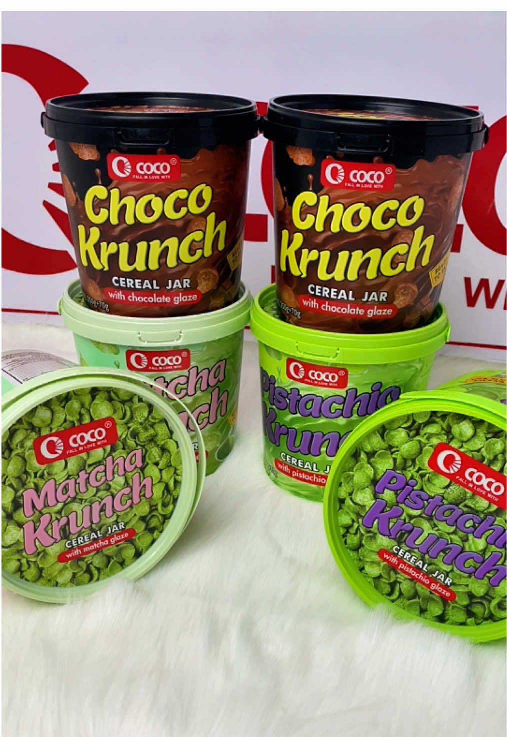 NEW ARRIVAL‼️ COCO KRUNCH CEREAL CRUNCHY Snack—Matcha, Chocolate & Pistachio with 350g+70g per Jar/ BUY1TAKE1 order!  Click yellow basket!  #cocokrunchcereal#krunch ##matcha#chocolate #pistachio 