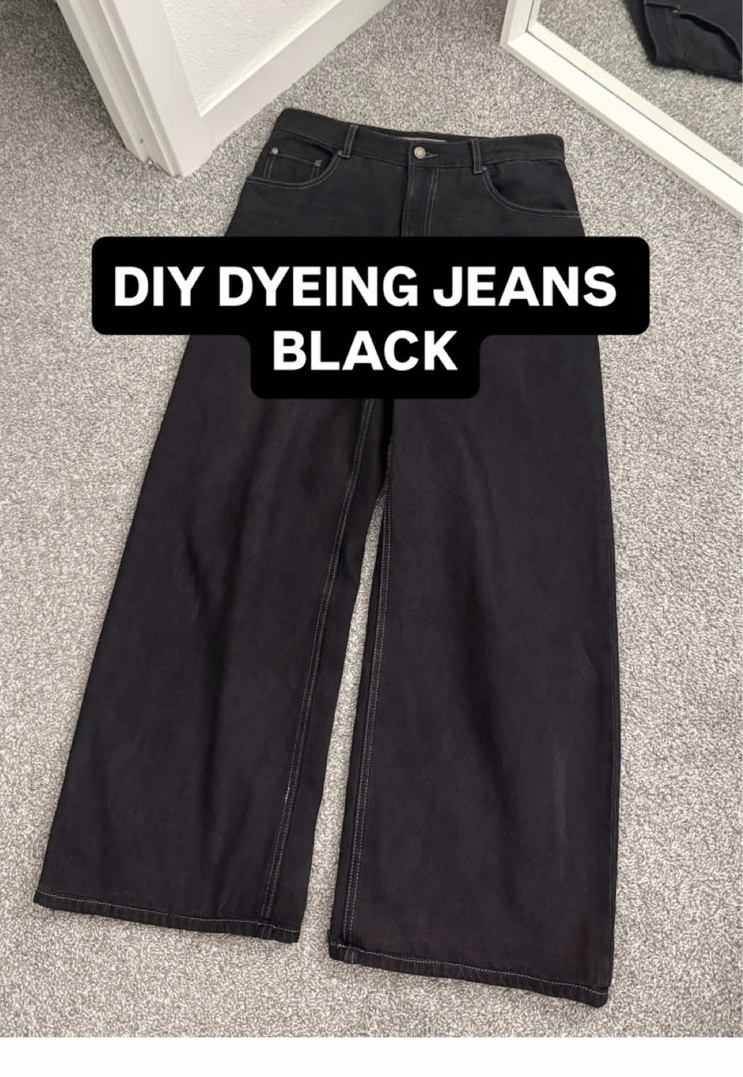 Jeans are from Vivastudio! Always wanted to try this out so I made a vid on it. Materials list: Rit black dye Rit color fixative 1 cup salt 1 tablespoon of dish soap Gloves Stainless steel utensils  #DIY #jeans #fashiontiktok 