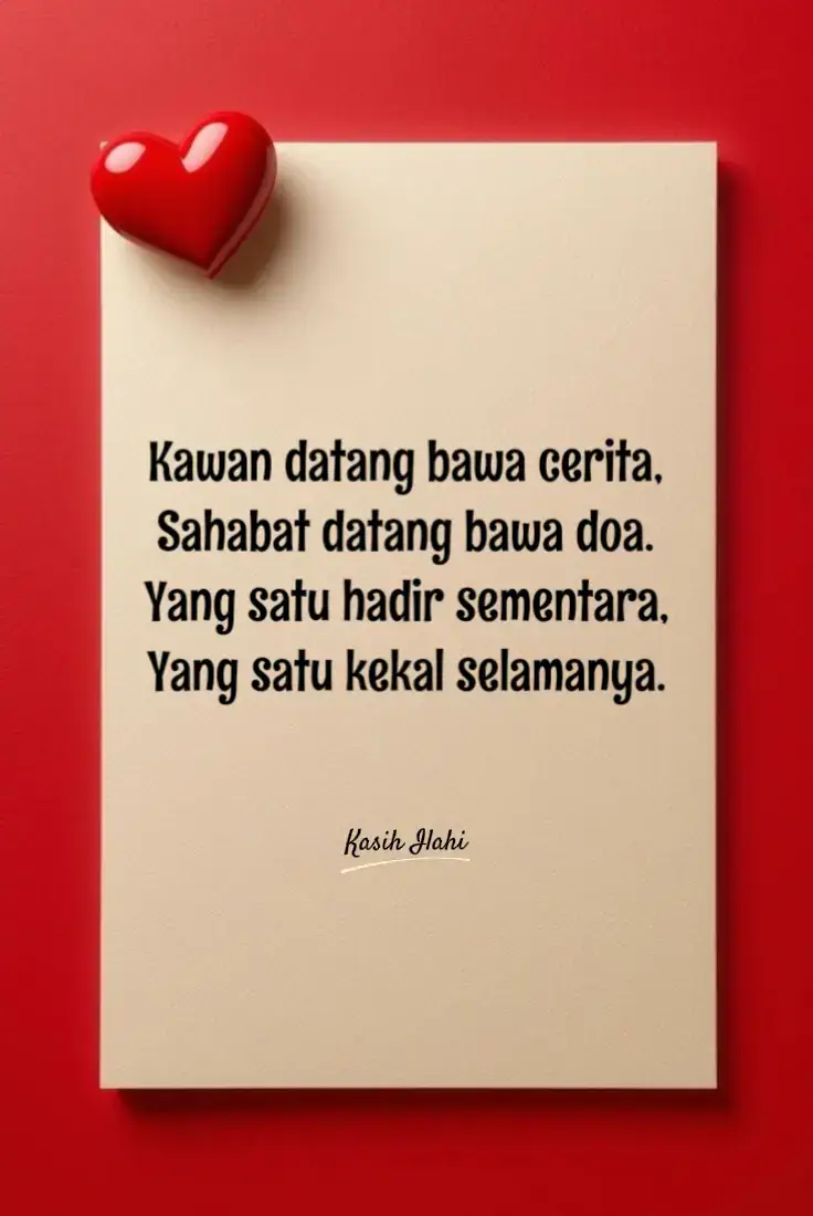 Ramai jadi kawan di depan mata, Tapi tak semua mampu jadi sahabat di hati.