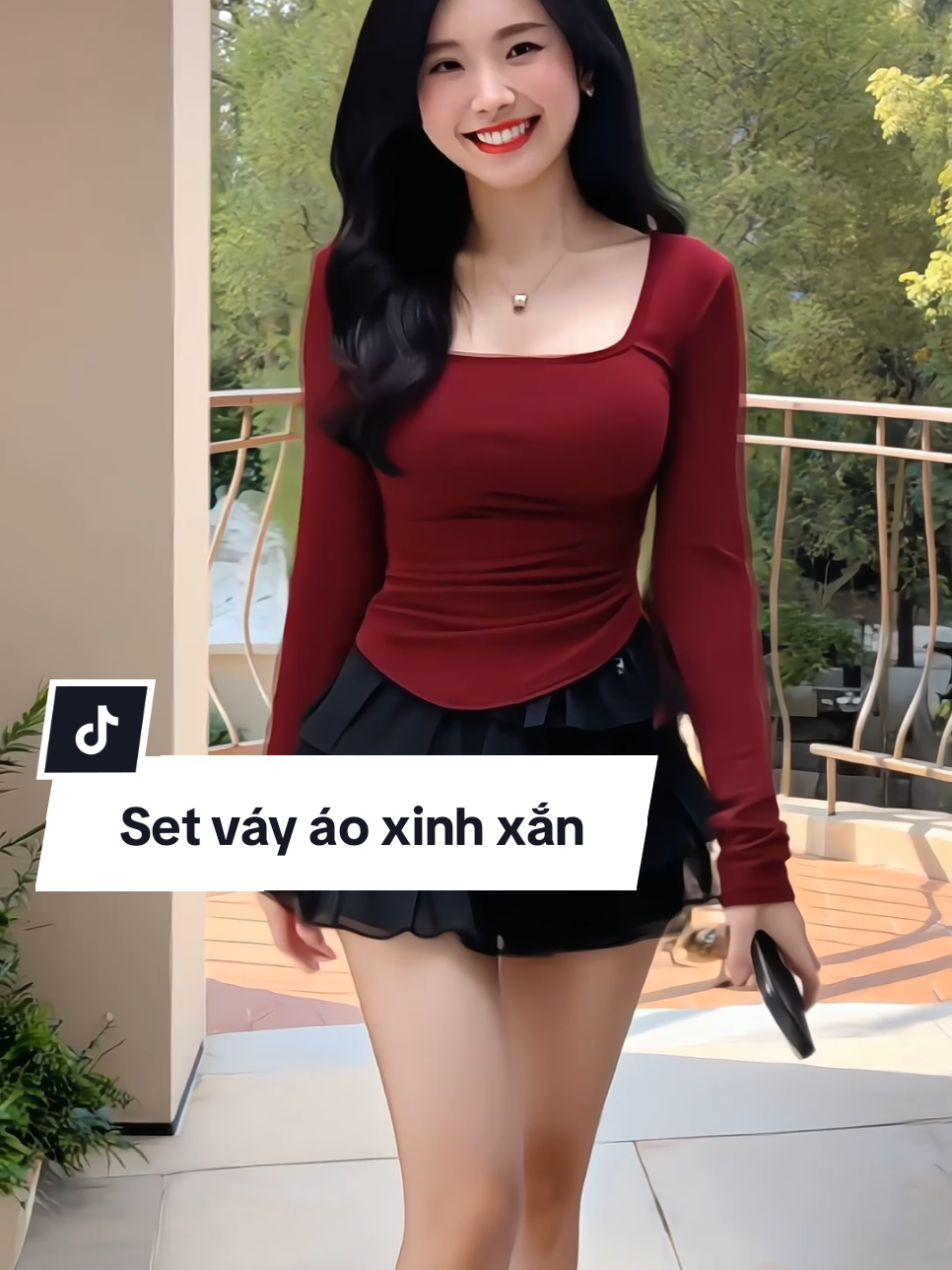 Set váy áo thiết kế nữ tính xinh xắn nè, áo cổ vuông tay dài chất tăm co dãn có dây rút tôn eo, phối cùng chân váy (có quần trong) duyên dáng nha #setvayao #setdoxinh #setdonu #xuhuong #ThoiTrendNu 