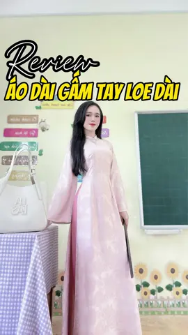 Áo dài lụa gấm tay loe dài kèm tag đá #aodai #aodaivietnam #aodaitruyenthong #xuhuong #changreview 