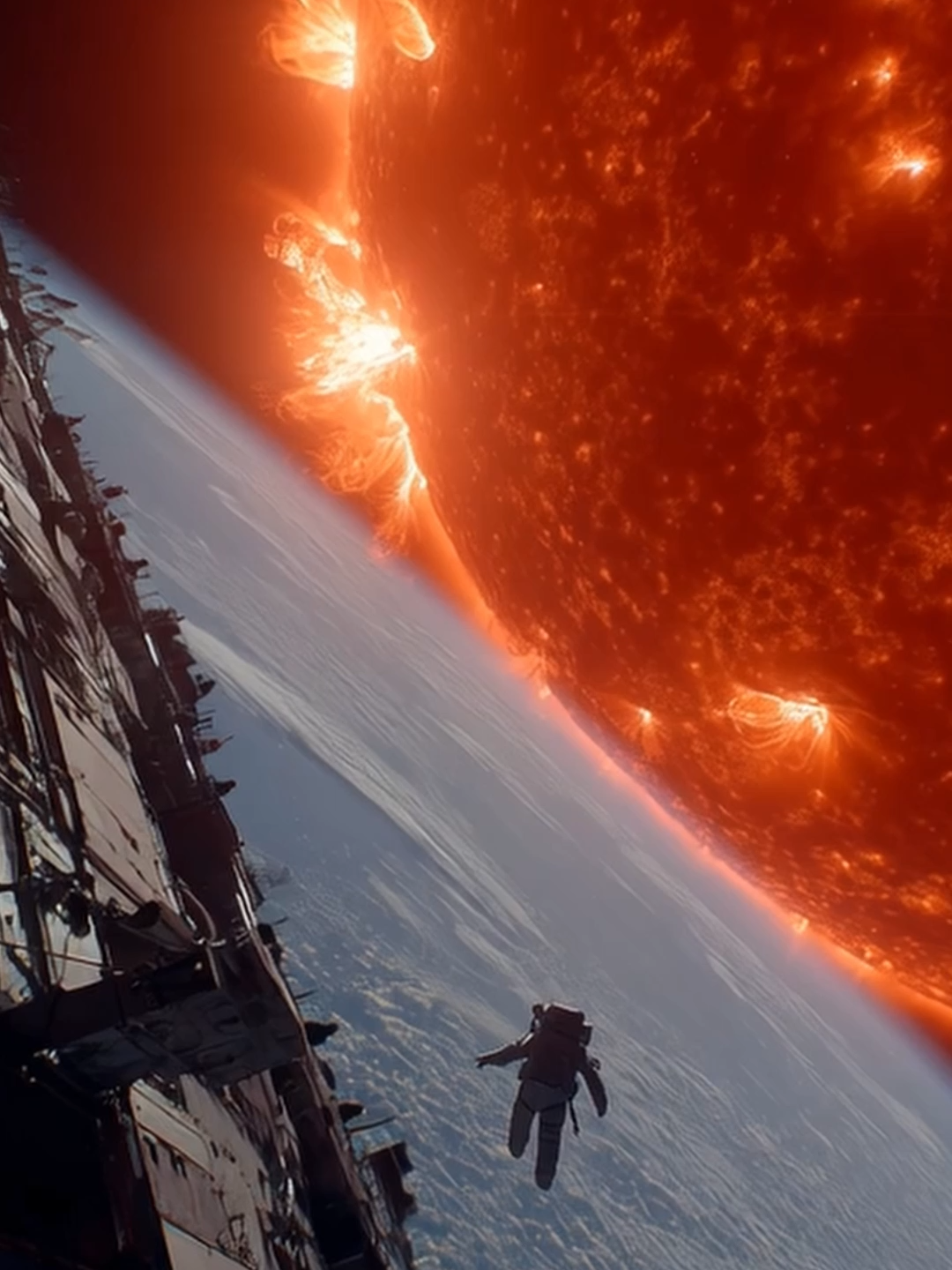 Ai video I made in #midjourney about an #astronaut in #space near the #sun #cinematic