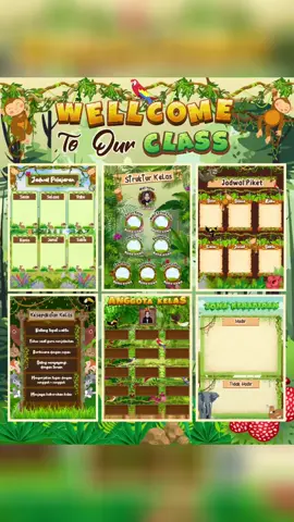 🌿✨ Mari Berpetualang di Kelas! 🐒🦜 Dekorasi kelas makin seru dengan tema Jungle 🌳. Satu paket hiasan kelas ini berisi: ✅ Wellcome per huruf (A4) ✅ Jadwal Piket ✅ Jadwal Pelajaran ✅ Anggota Kelas ✅ Struktur Kelas ✅ Kesepakatan Kelas ✅ Zona Kehadiran Semua desain full color, ceria, dan siap bikin kelas jadi tempat belajar paling menyenangkan! 🎉 #dekorasikelas #hiasankelas #kelastemajungle #kelastemahutan #ruangkelaskreatif 