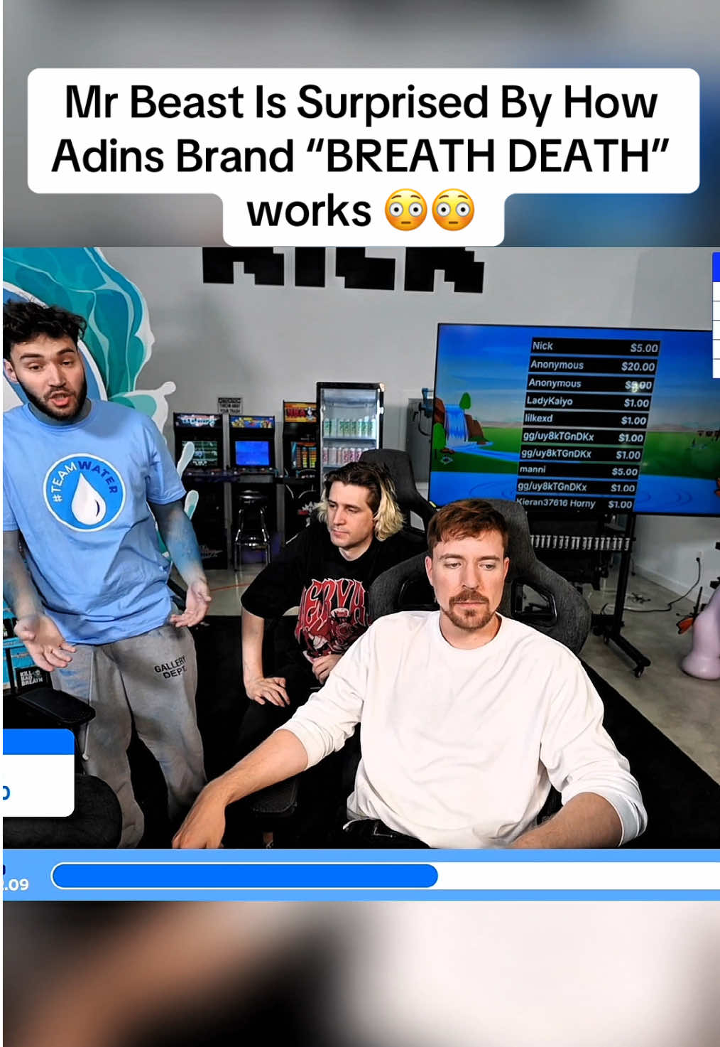 Mr Beast Is Surprised By How Adins Brand “BREATH DEATH” works 😳😳 #adinross #breathdeath #mrbeast #teamwater 