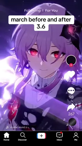 march before and after 3.6  ib: @gagilicious  this evernight stuff makes me laugh hehe thank you for the really cool edits!!! i try to repost  all that i can find twitch.tv/celadonva #HonkaiStarRail #hsr #march7th #evernight #voiceover 